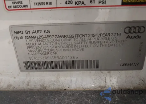 2011 Audi A3 2.0 Tdi Premium z USA, uszkodzony, nr VIN WAUKJAFM5BA011365